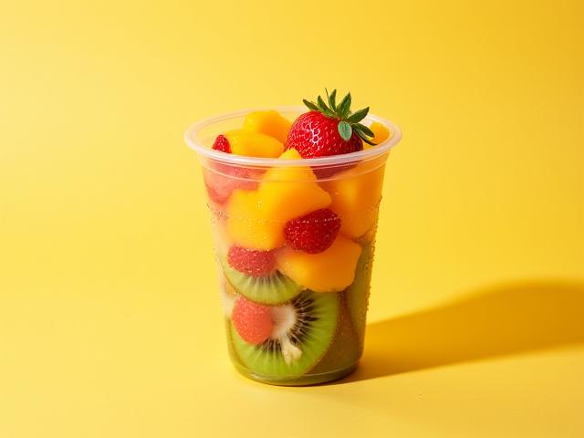 5種類の新鮮なフルーツが美しく詰められたプレカットカップ
